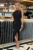 Black Off The Shoulder Draped Top Midi Dress sold by AX Paris