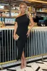 Black Off The Shoulder Draped Top Midi Dress sold by AX Paris