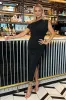 Black Off The Shoulder Draped Top Midi Dress sold by AX Paris