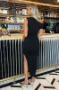 Black Off The Shoulder Draped Top Midi Dress sold by AX Paris