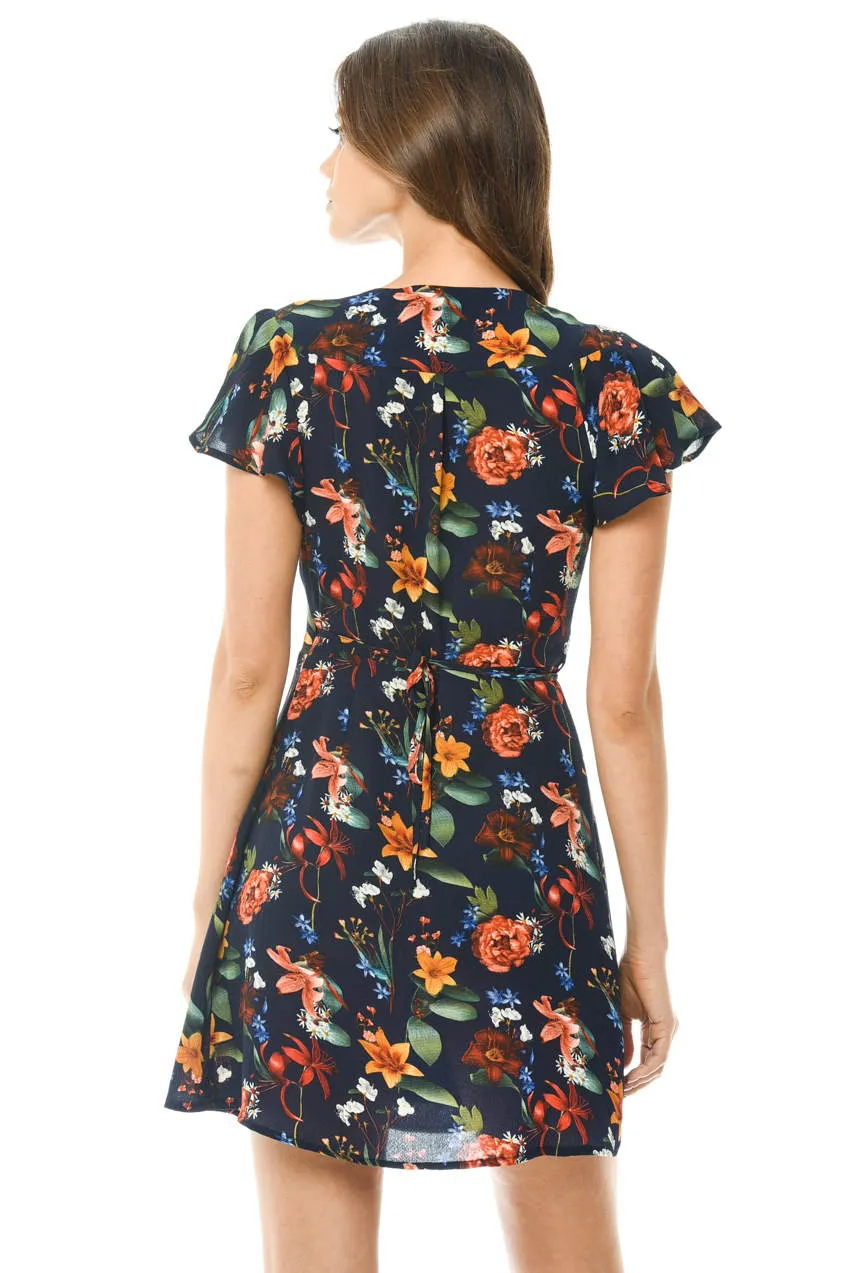 Navy Floral Wrap Dress sold by AX Paris product image thumbnail 3