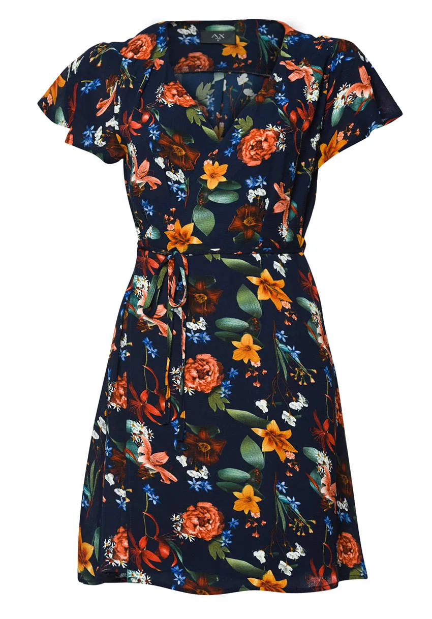 Navy Floral Wrap Dress sold by AX Paris product image thumbnail 4