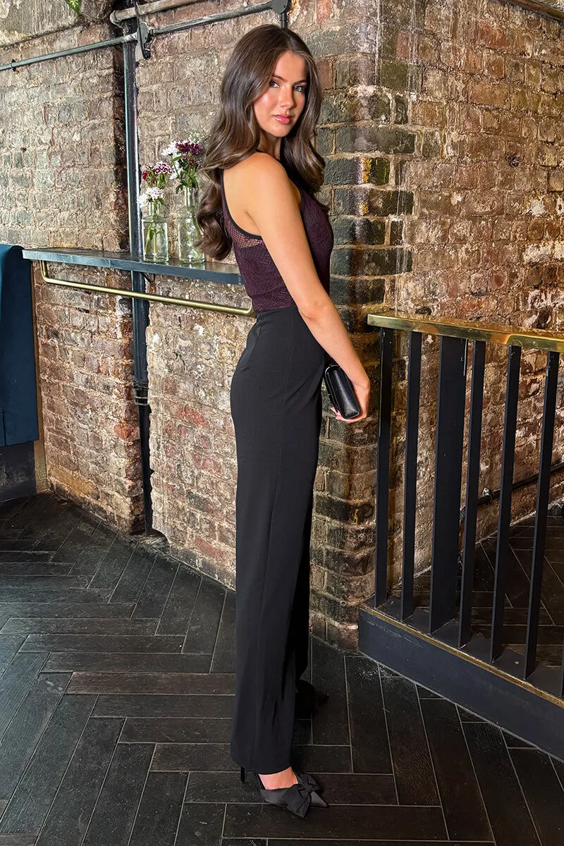 Plum Lace Top 2 in 1 Racer Neck Jumpsuit sold by AX Paris product image thumbnail 4