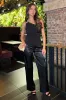 Black Satin Wide Leg Trousers sold by AX Paris