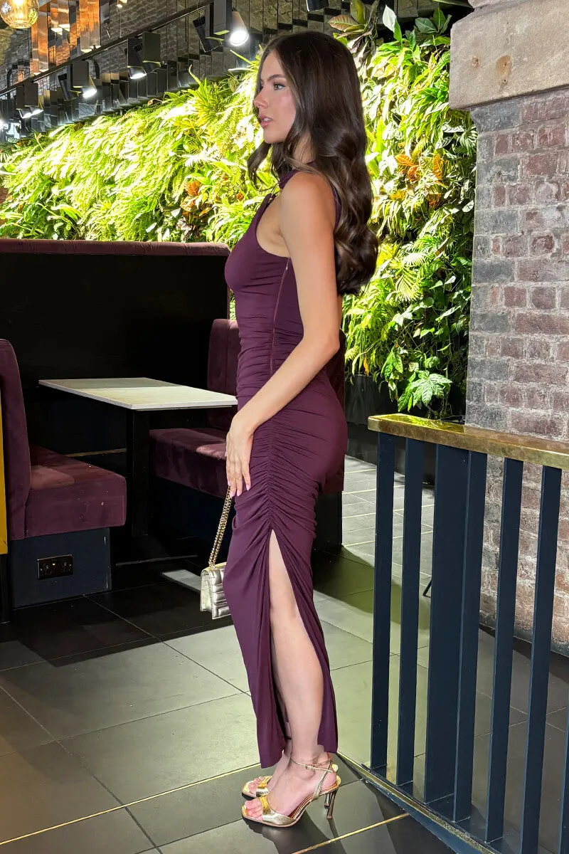 Plum Bodycon Gold Hardware Detail Midi Dress sold by AX Paris product image thumbnail 4