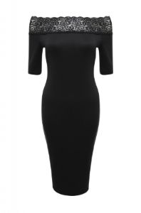 Black Midi Dress with Lace Trim sold by AX Paris