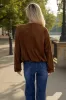 Tan Faux Suede Bubble Hem Bomber Jacket sold by AX Paris