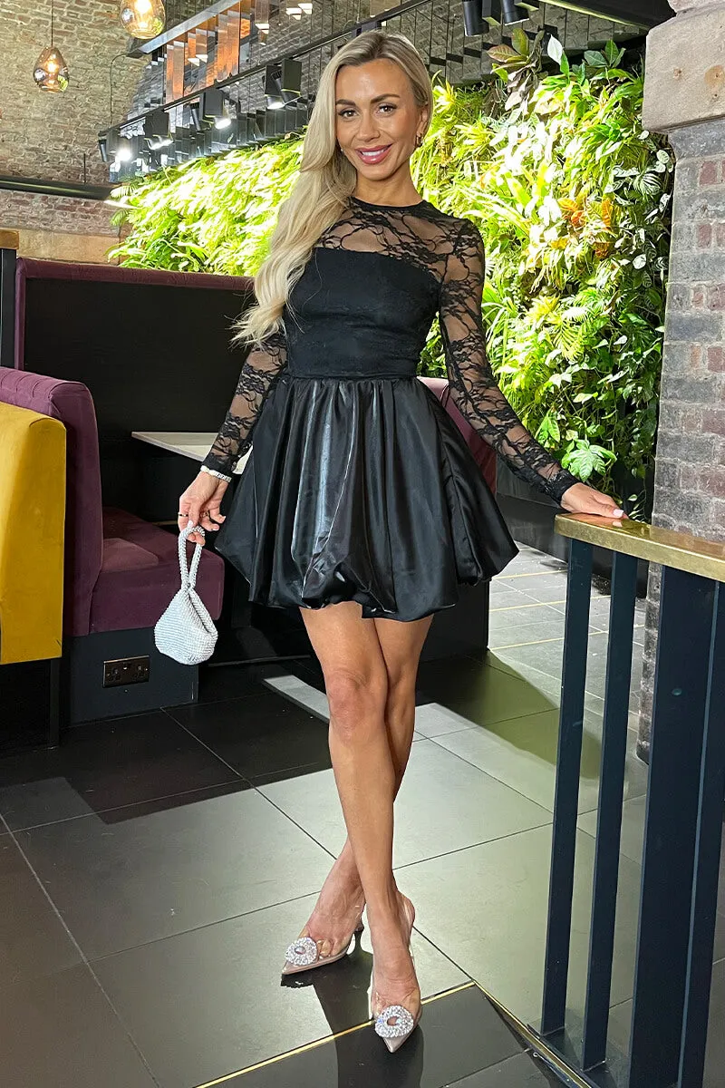 Black 2 in 1 Lace Top Bubble Hem Mini Dress sold by AX Paris product image thumbnail 2