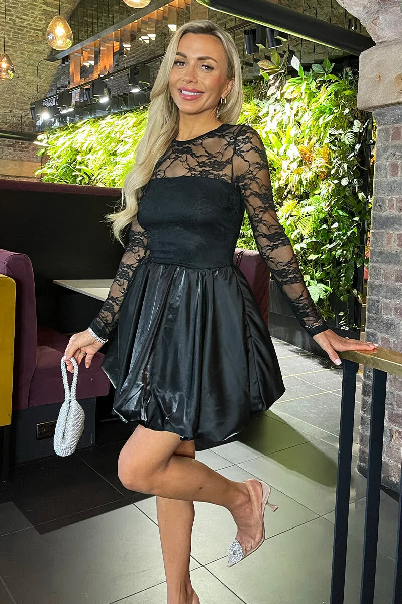 Black 2 in 1 Lace Top Bubble Hem Mini Dress sold by AX Paris product image thumbnail 3