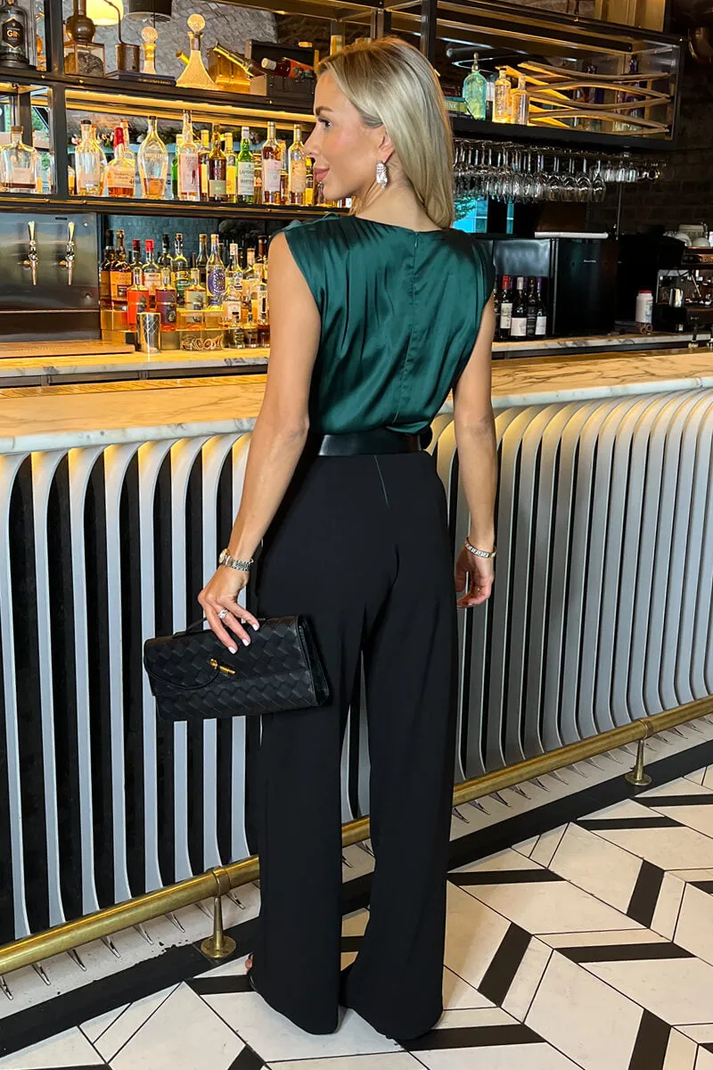 Teal 2 in 1 Draped Neck Belted Wide Leg Jumpsuit sold by AX Paris product image thumbnail 5