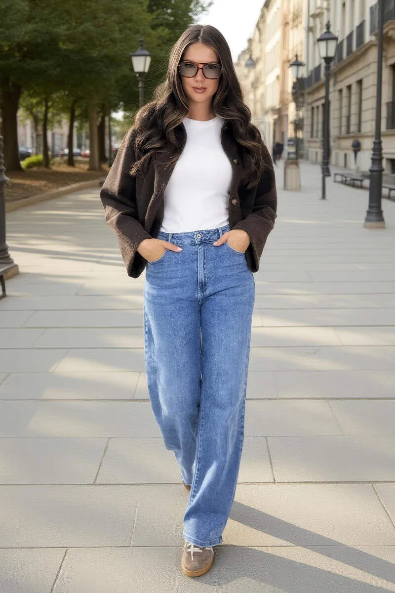 Chocolate Marl Button Front Collared Jacket sold by AX Paris product image thumbnail 2