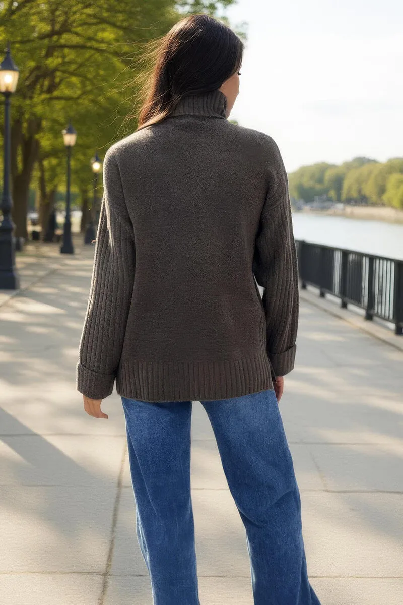 Mink Roll Neck Rib Detail Jumper sold by AX Paris product image thumbnail 5