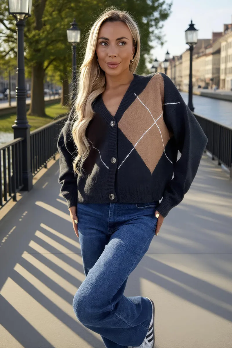 Multi Argyle Button Front Knitted Cardigan sold by AX Paris product image thumbnail 3