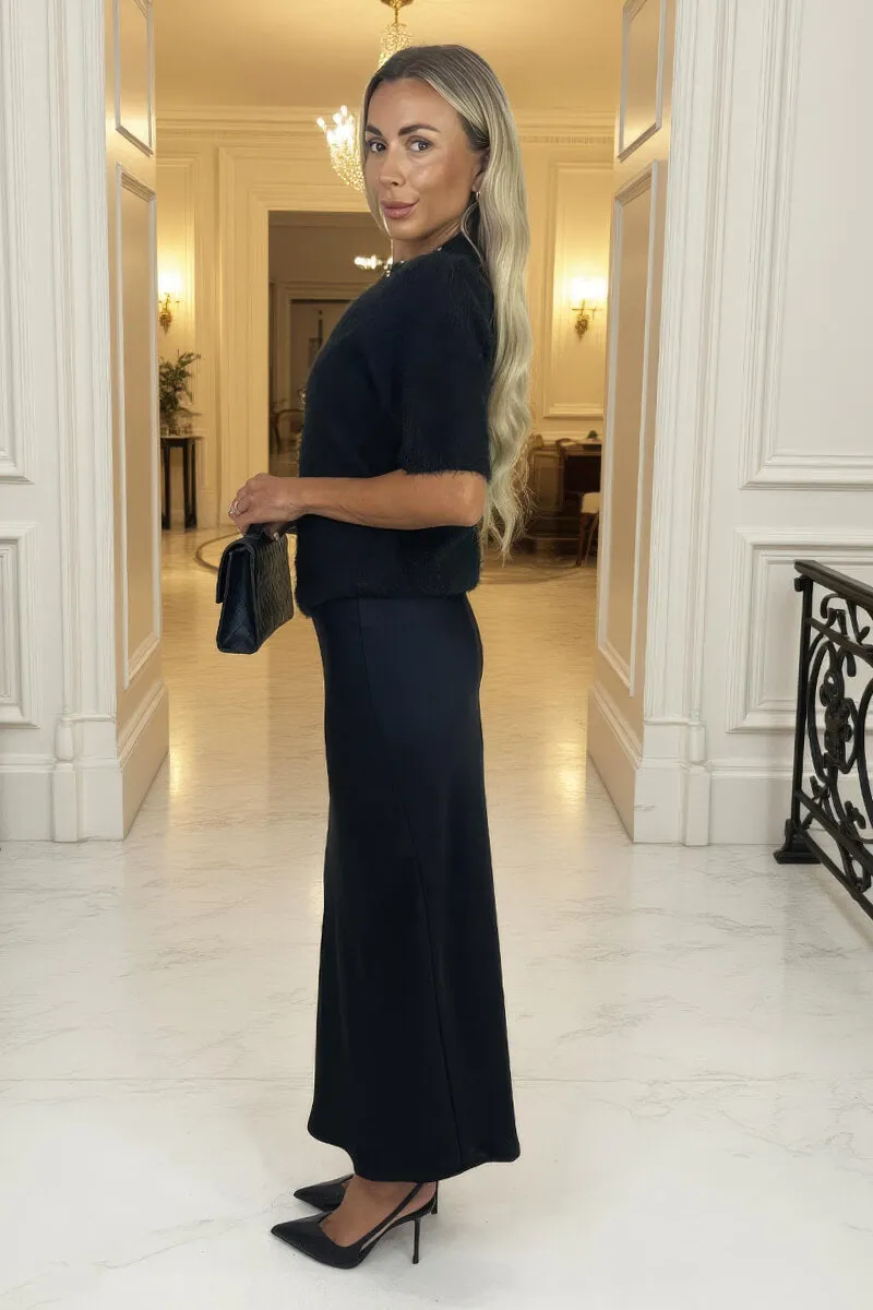 Black Embellished Neck Fluffy Knit Top sold by AX Paris product image thumbnail 4