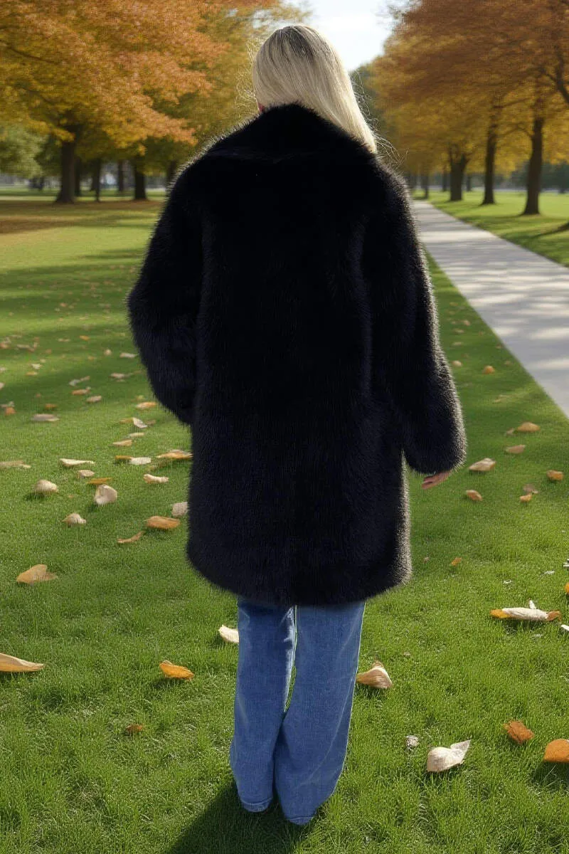 Black Faux Fur Longline Jacket sold by AX Paris product image thumbnail 5