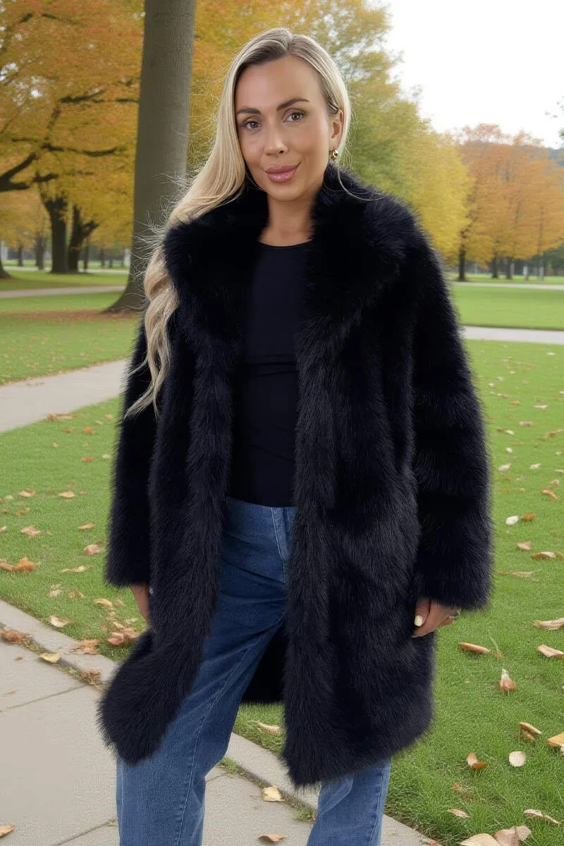 Black Faux Fur Longline Jacket sold by AX Paris product image thumbnail 3
