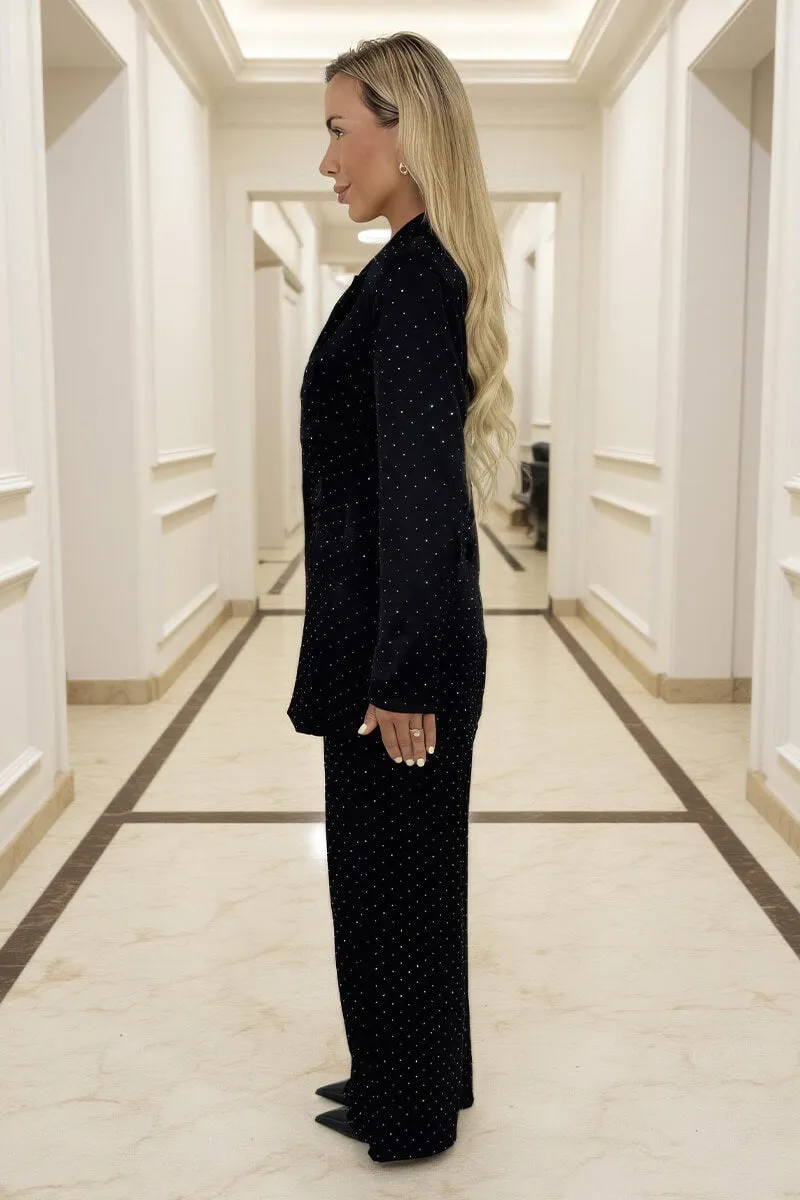 Black Diamante Wide Leg Trousers sold by AX Paris product image thumbnail 4
