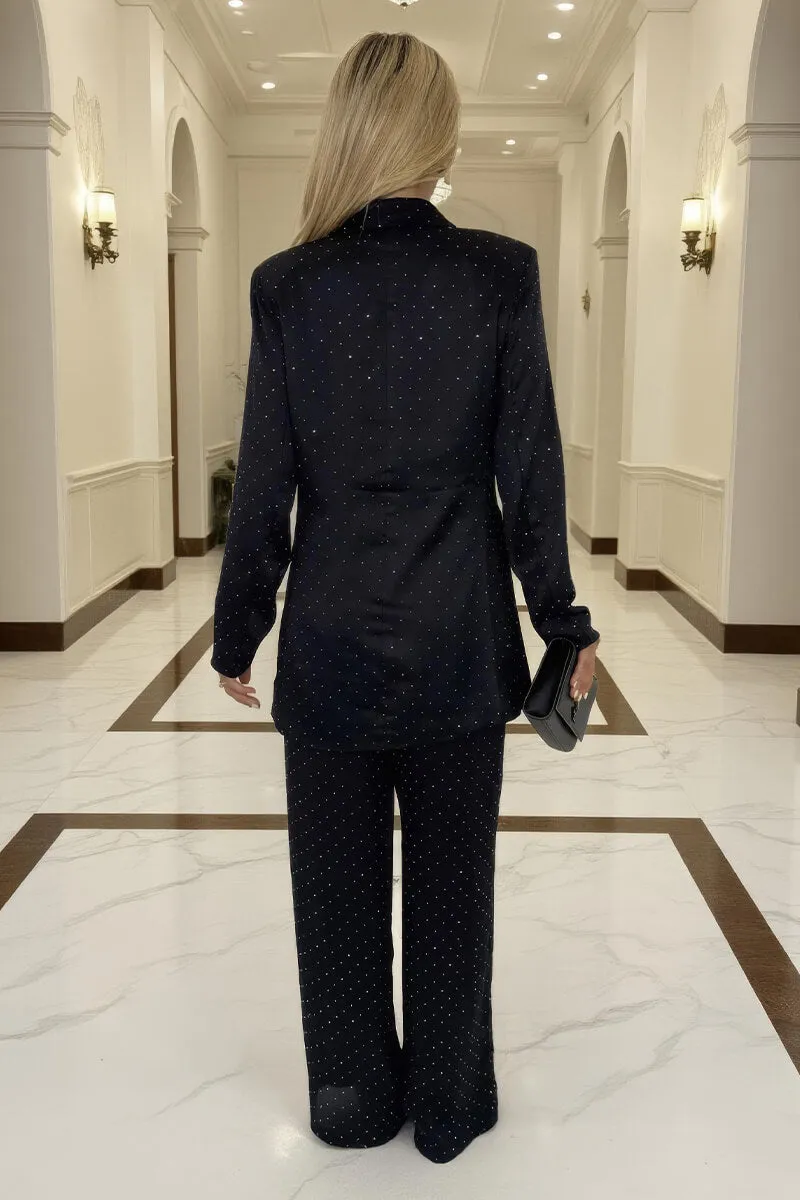 Black Diamante Wide Leg Trousers sold by AX Paris product image thumbnail 5