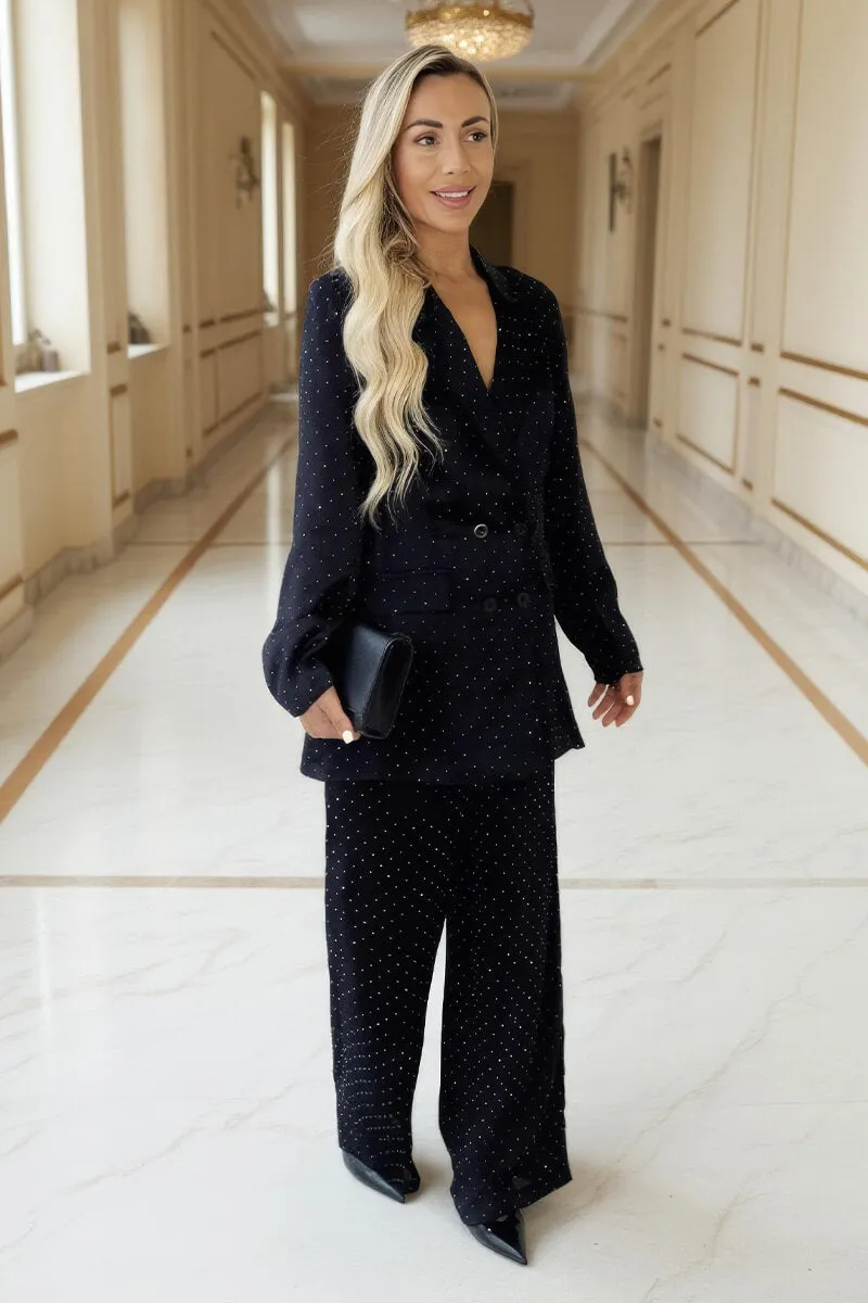 Black Diamante Wide Leg Trousers sold by AX Paris product image thumbnail 2