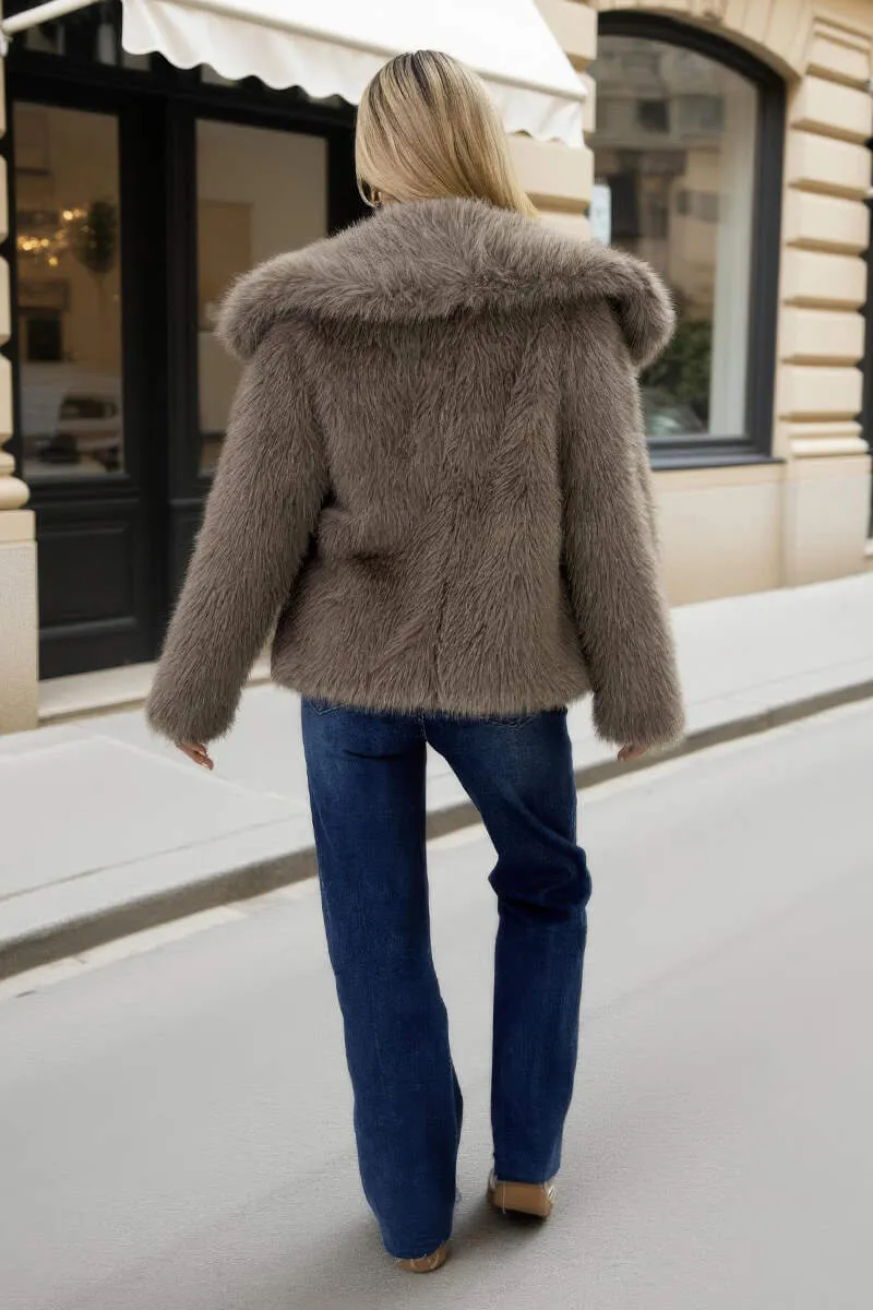 Mink Faux Fur Shawl Collar Buckle Detail Jacket sold by AX Paris product image thumbnail 5