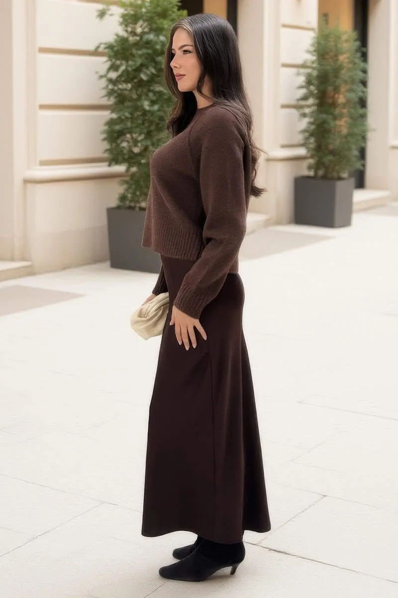 Chocolate Mock Neck Seam Detail Jumper sold by AX Paris product image thumbnail 4