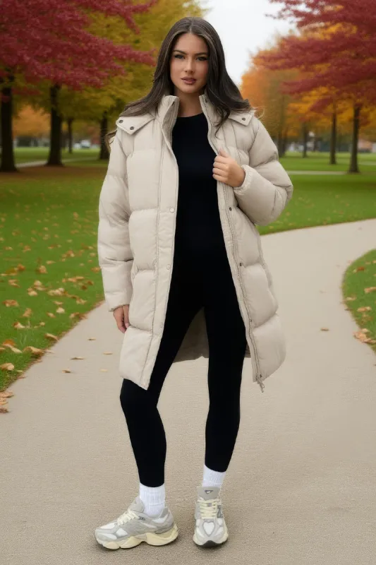 Oyster Hooded Longline Puffer Coat sold by AX Paris