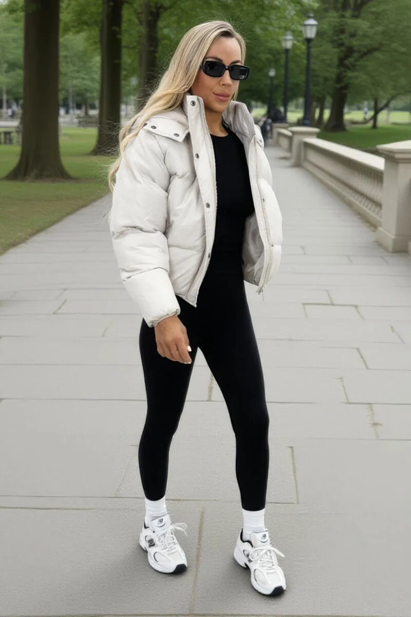 Oyster Hooded Short Puffer Coat sold by AX Paris product image thumbnail 3
