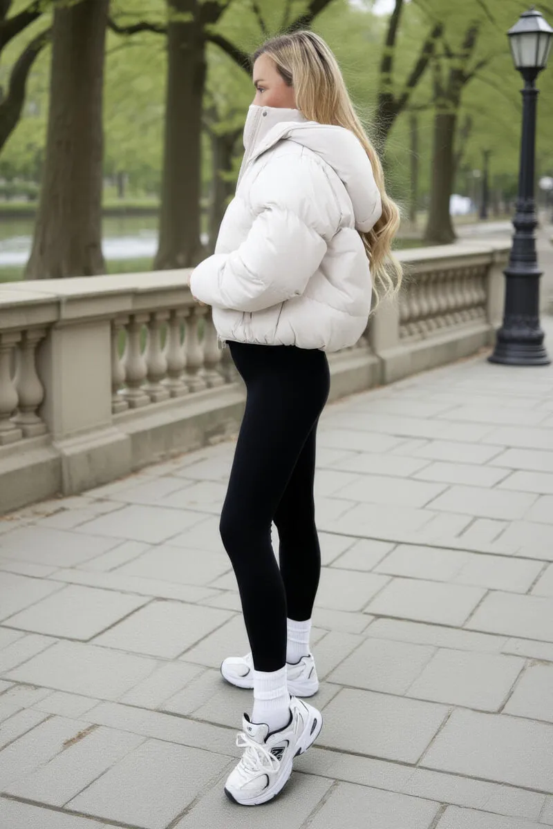 Oyster Hooded Short Puffer Coat sold by AX Paris product image thumbnail 4