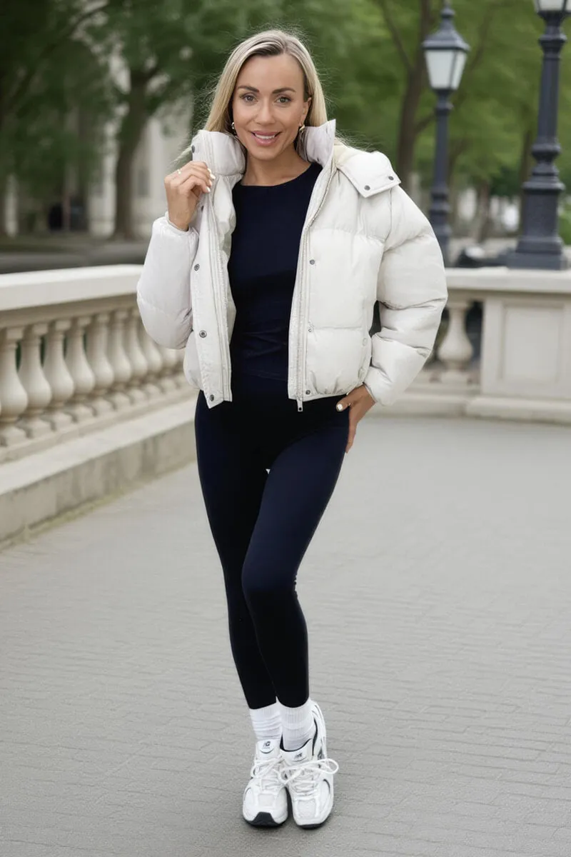 Oyster Hooded Short Puffer Coat sold by AX Paris product image thumbnail 2