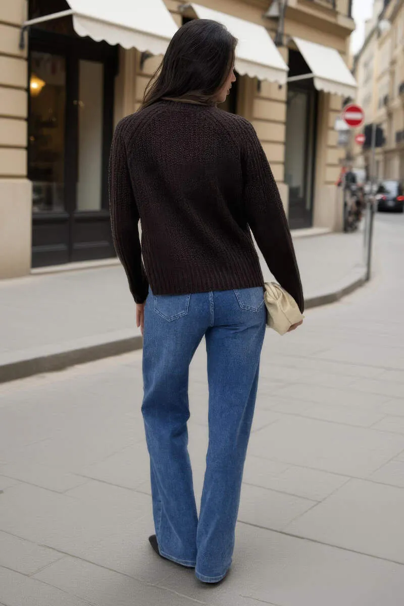 Chocolate Round Neck Knit Jumper sold by AX Paris product image thumbnail 5