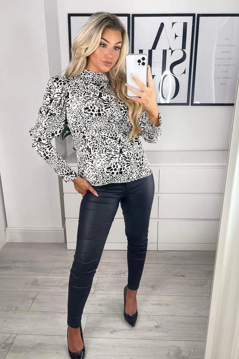 Cream Multi Print Puff Sleeve Cuff Top sold by AX Paris product image thumbnail 3