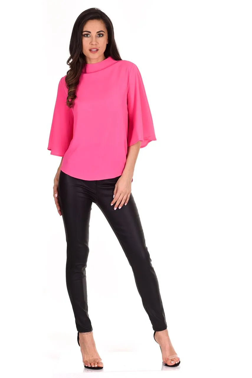 Cerise Flared Sleeve Top sold by AX Paris product image thumbnail 2