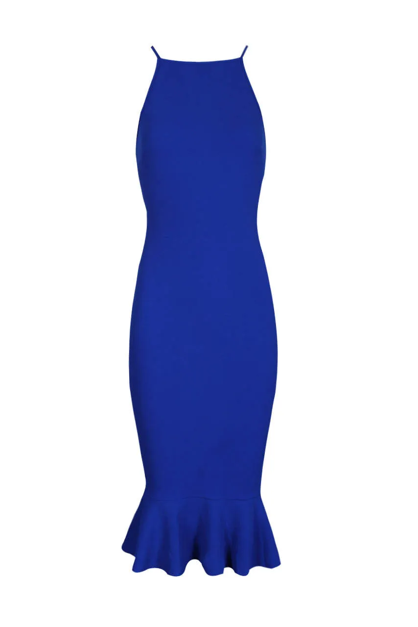 Blue Bodycon Midi Dress With Frill Hem sold by AX Paris product image thumbnail 4