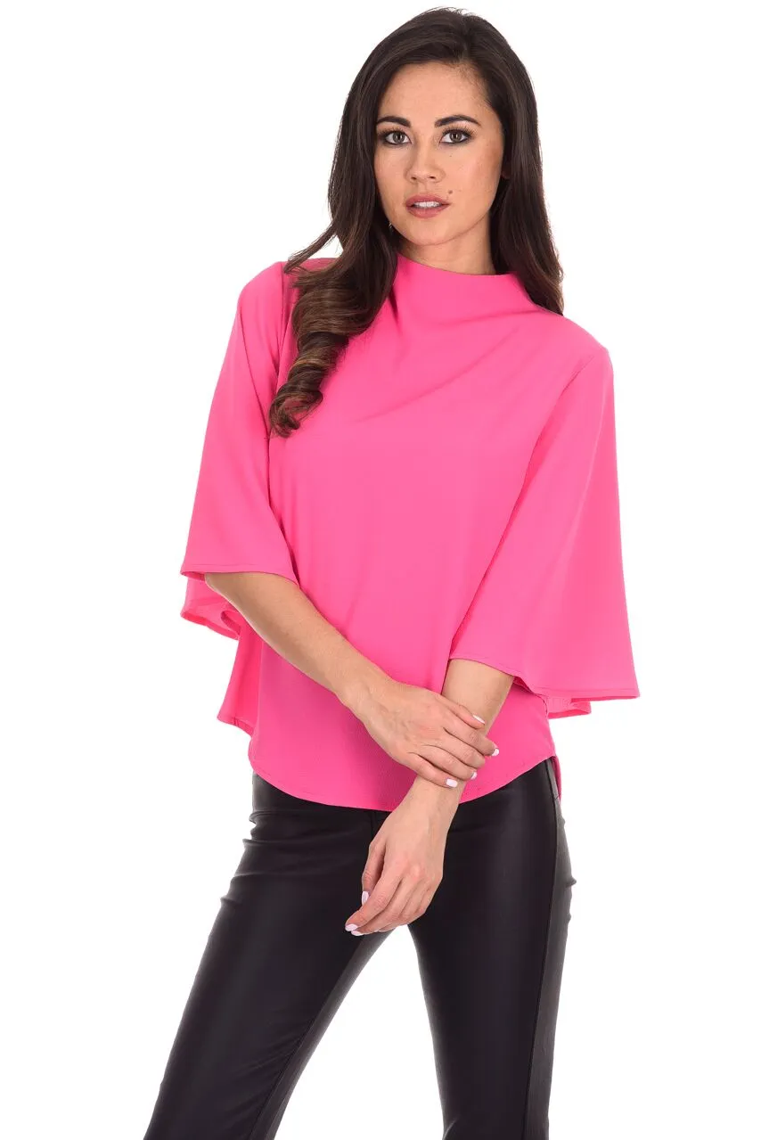 Cerise Flared Sleeve Top sold by AX Paris
