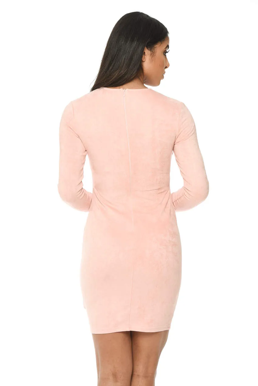 Pink Suede Strappy Bodycon Dress sold by AX Paris product image thumbnail 3