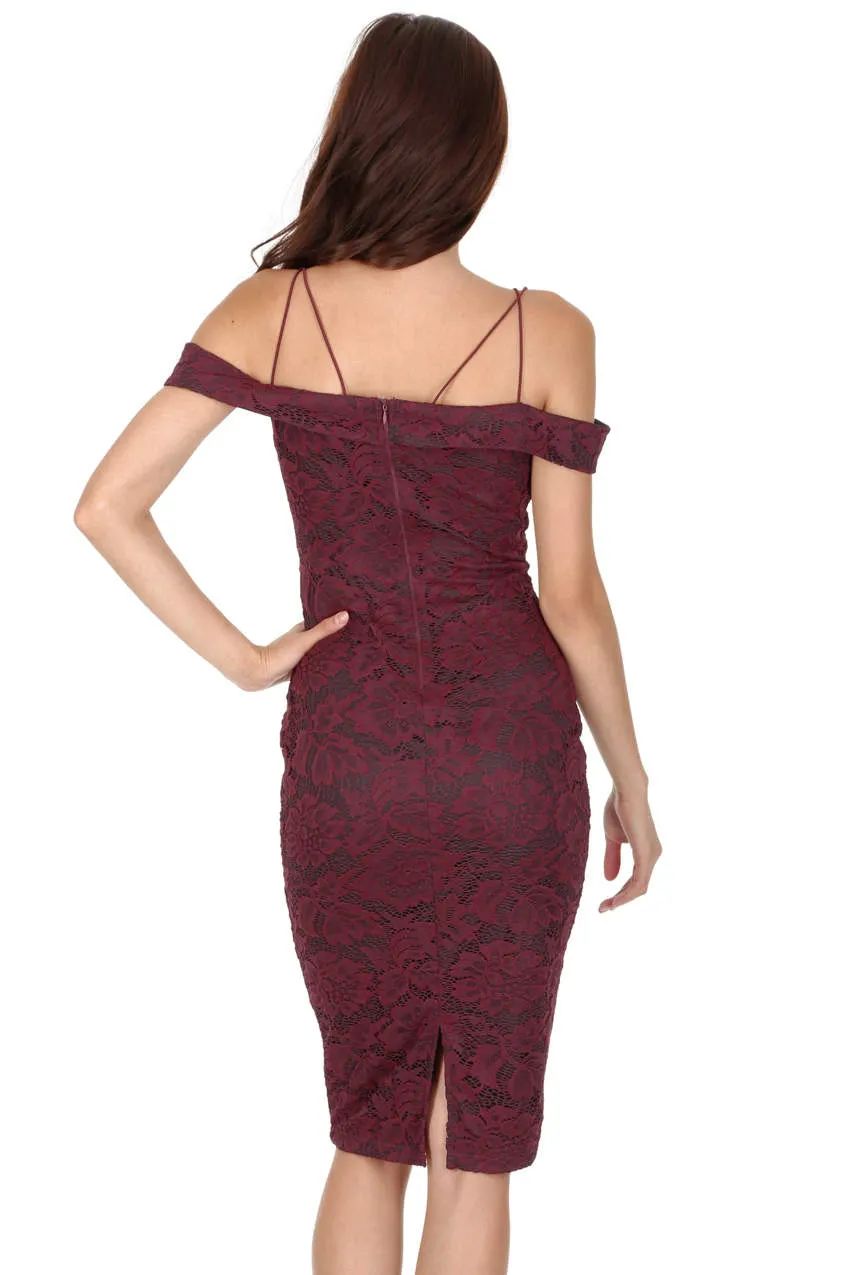 Plum Strappy Lace Midi Dress sold by AX Paris product image thumbnail 3