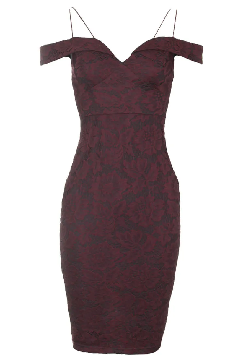 Plum Strappy Lace Midi Dress sold by AX Paris product image thumbnail 4