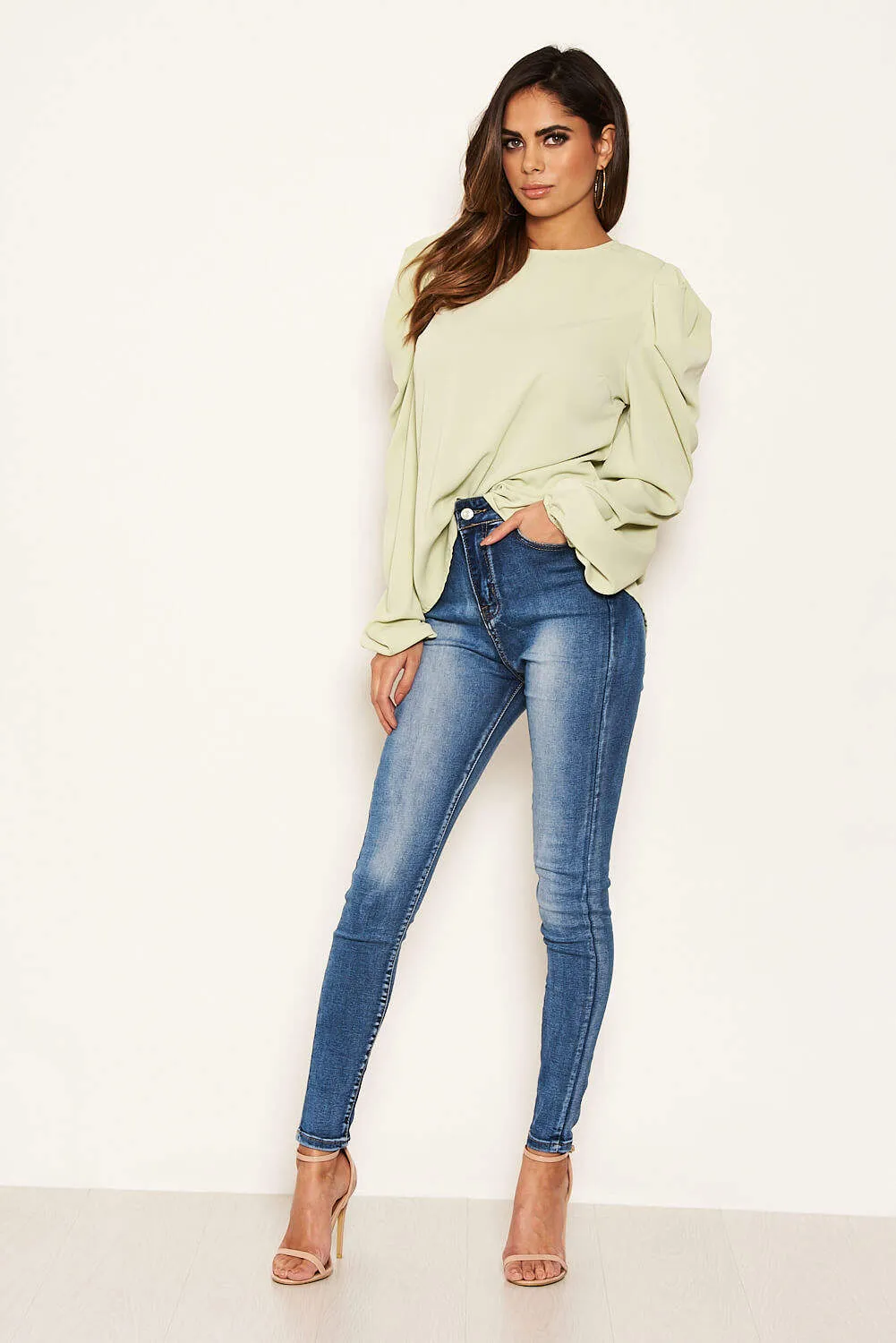 Mint Puff Sleeve Loose Fit Top sold by AX Paris product image thumbnail 5