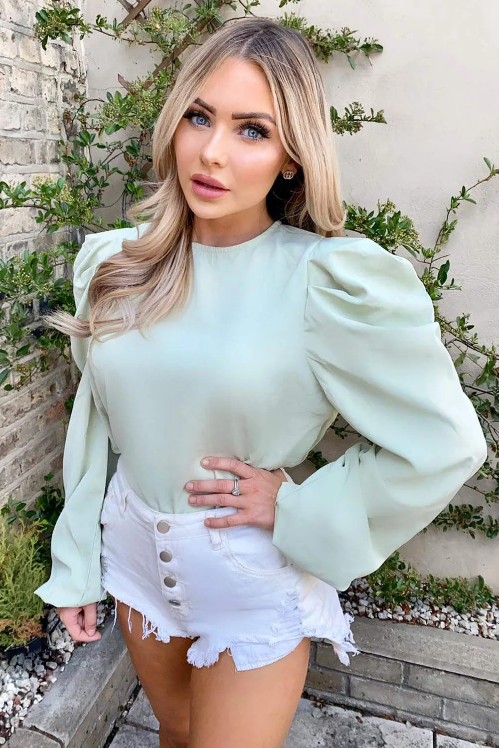 Mint Puff Sleeve Loose Fit Top sold by AX Paris product image thumbnail 2