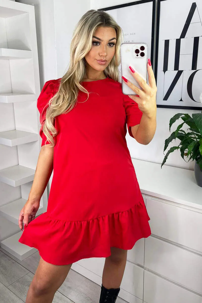 Red Ruffle Sleeve Shift Dress sold by AX Paris product image thumbnail 3