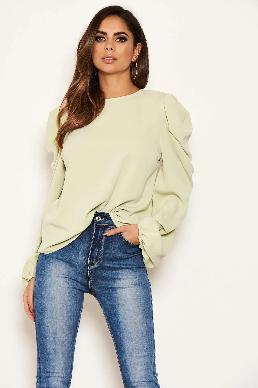 Mint Puff Sleeve Loose Fit Top sold by AX Paris product image thumbnail 4