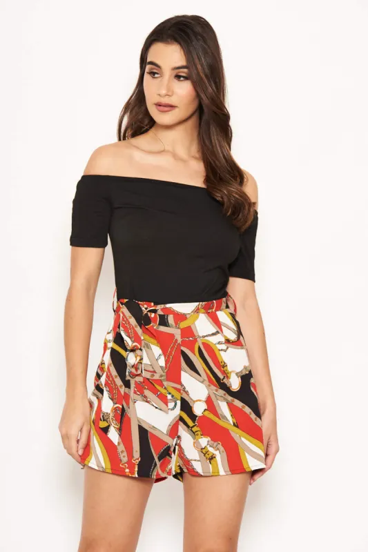 Bardot Red Chain Print Playsuit sold by AX Paris