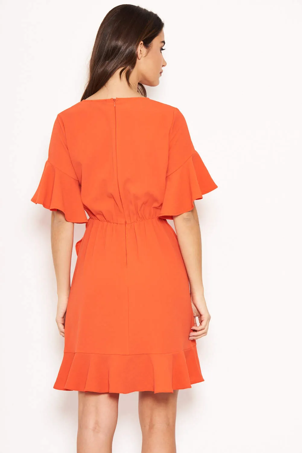 Orange Frill Detail Wrap Dress sold by AX Paris product image thumbnail 4