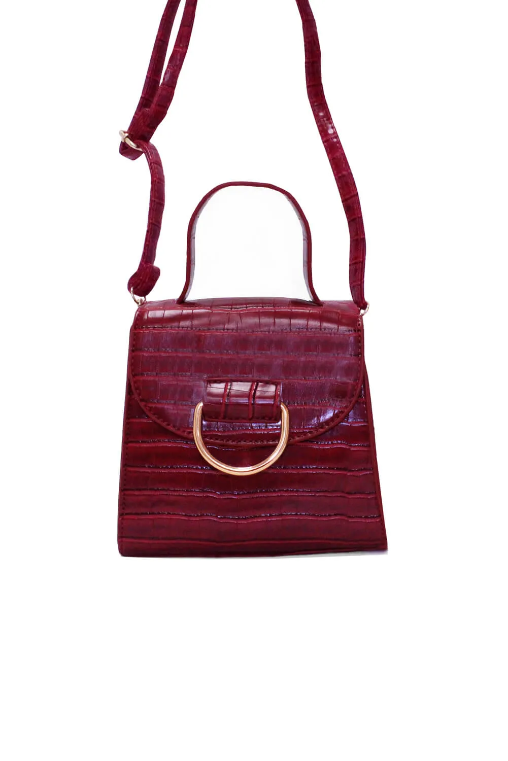 Red Croc Mini Patent Bag With Gold Ring sold by AX Paris product image thumbnail 3