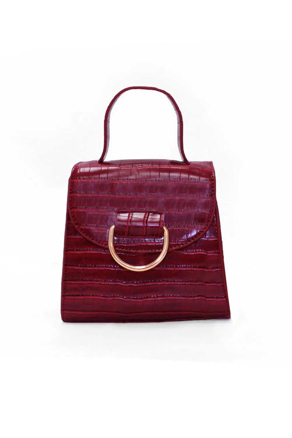 Red Croc Mini Patent Bag With Gold Ring sold by AX Paris product image thumbnail 2