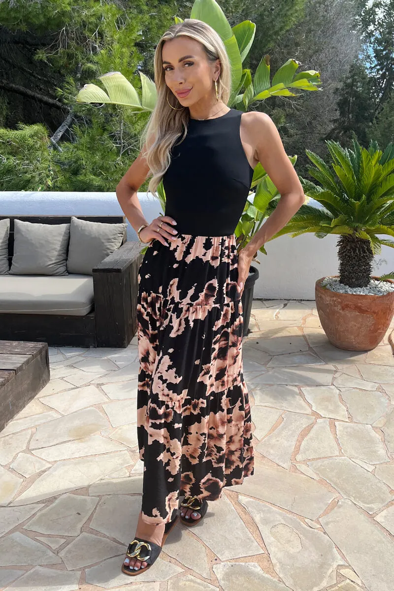 Black Abstract Print 2 In 1 Smock Midi Dress sold by AX Paris product image thumbnail 2