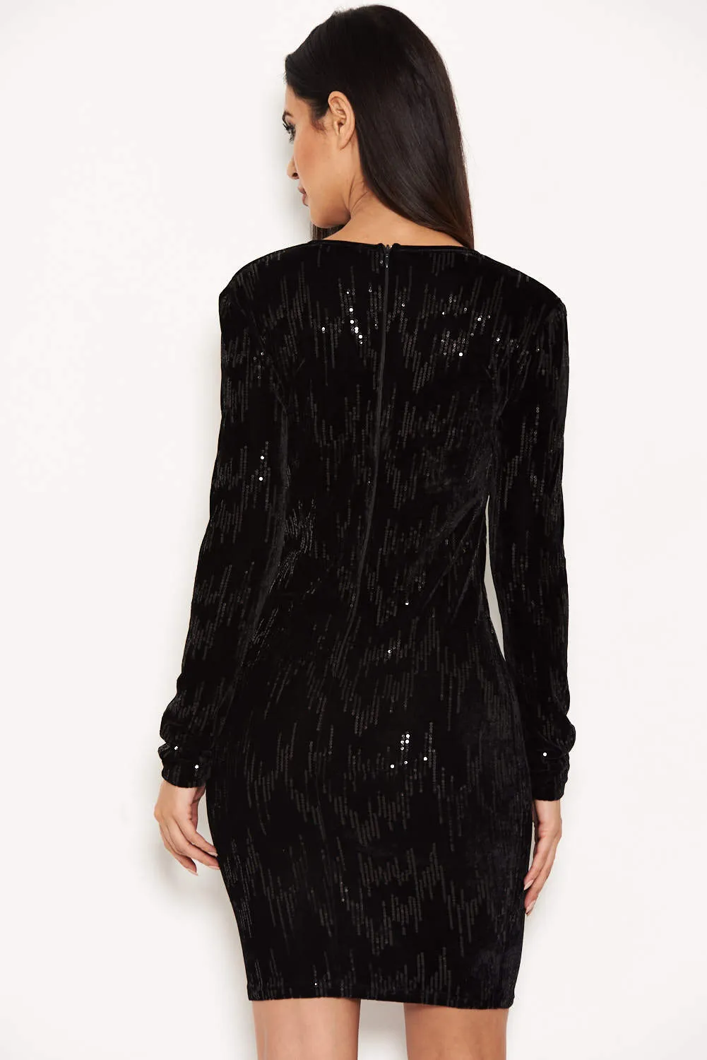 Black Plunge Mini Dress With Sequin Detail sold by AX Paris product image thumbnail 3