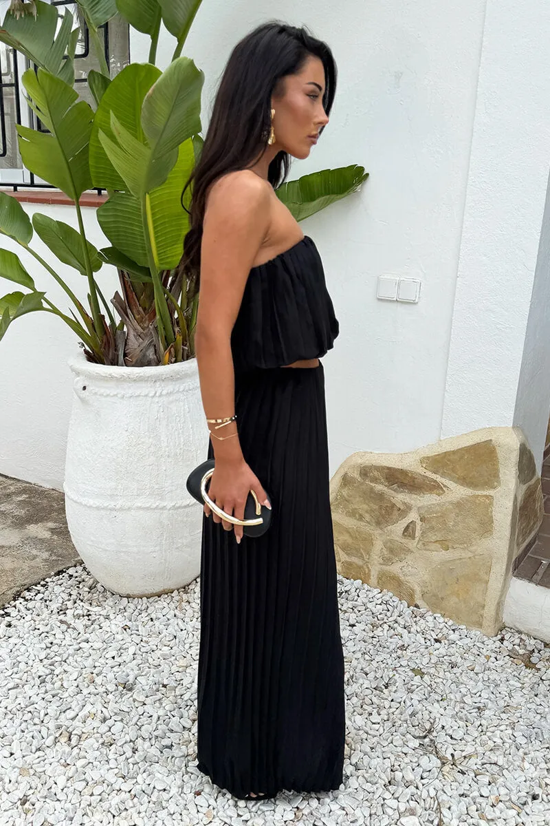 Black Pleated Puff Ball Top And Palazzo Trousers Co-ord sold by AX Paris product image thumbnail 4