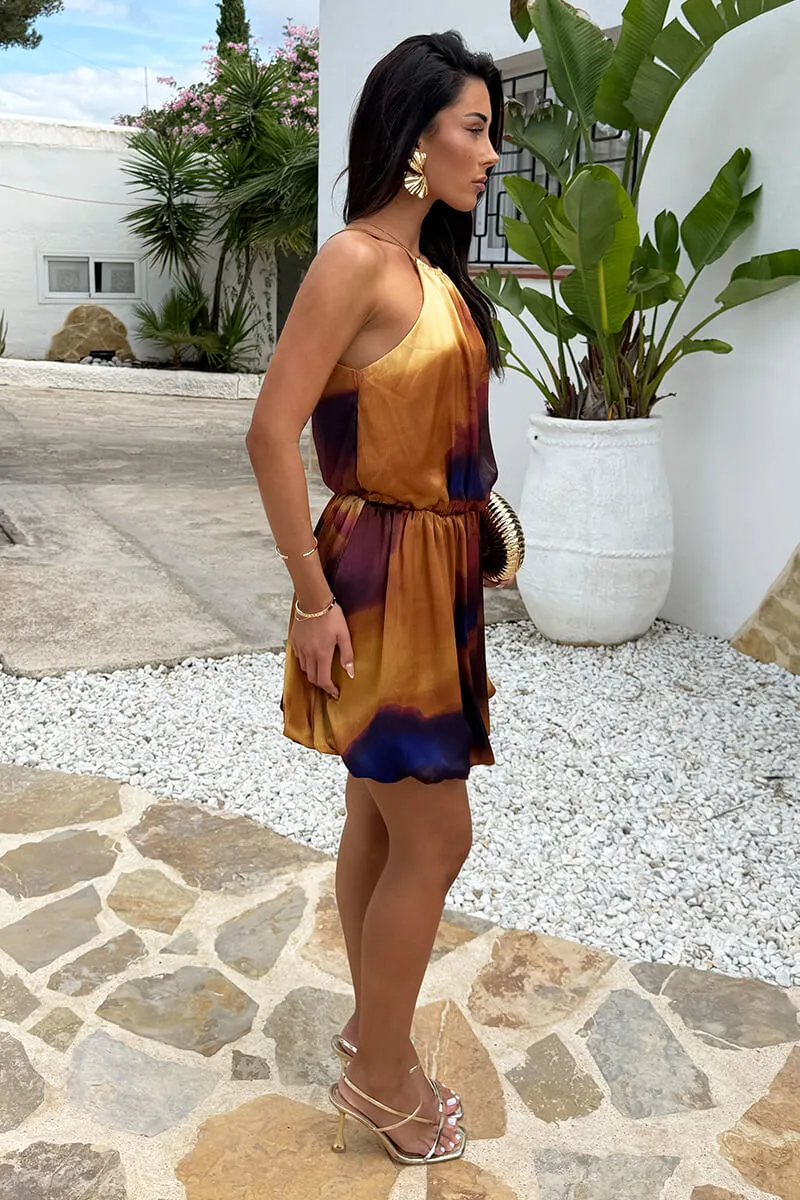 Multi Smudge Print Racer Neck Bubble Hem Mini Dress sold by AX Paris product image thumbnail 4