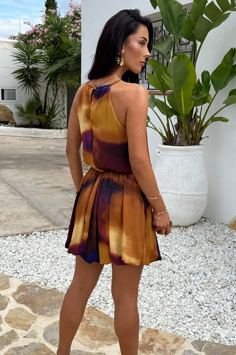 Multi Smudge Print Racer Neck Bubble Hem Mini Dress sold by AX Paris product image thumbnail 5